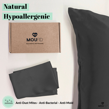 Pure Mulberry Silk Pillowcase - Charcoal Grey